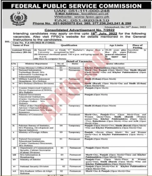 FPSC Jobs 2023 Ad 07