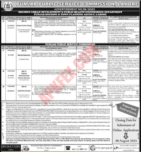 PPSC Jobs 2023 Advertisement No. 09/2023