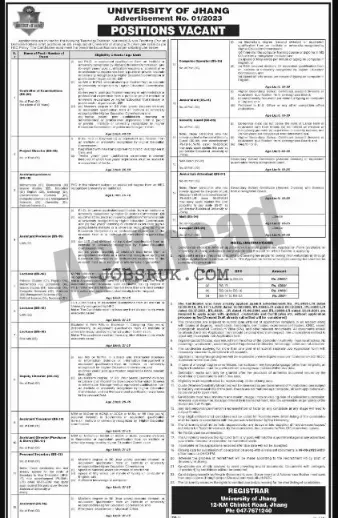 Jhang University Jobs 2023