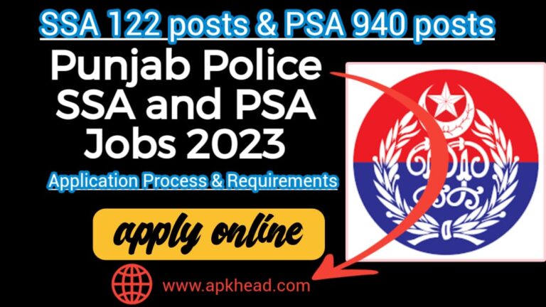 Punjab Police Jobs 2023 SSA and PSA