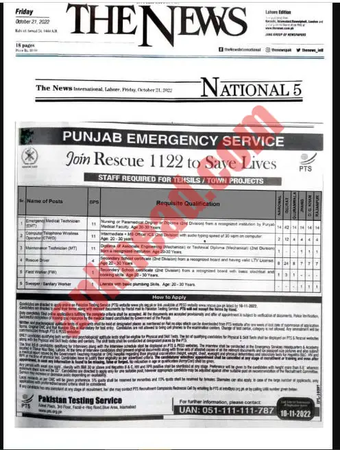 Rescue 1122 jobs 2023 Punjab