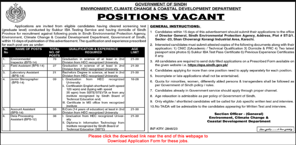 Government of Sindh jobs