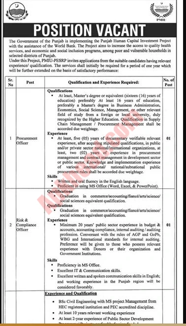 PMIU jobs 2023