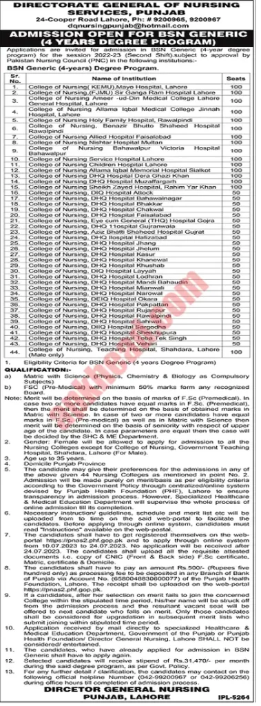 BSN Generic Nursing Admissions Open for 2024-2027 Session