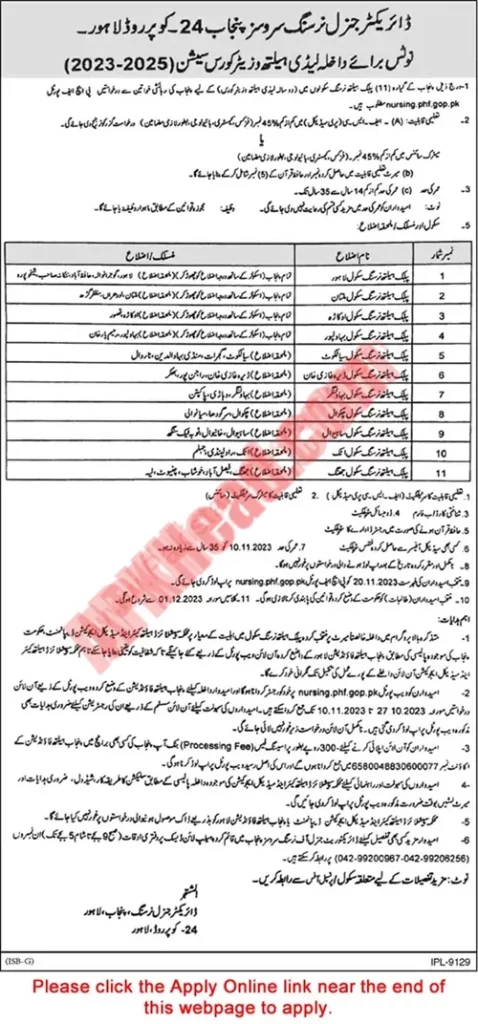 Lady Health Visitor Course in Punjab 2023-2025
